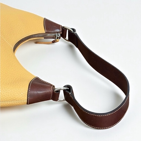 Authentic Dooney & Bourke Yellow Brown Leather Shoulder Hobo Bag - Picture 8 of 13